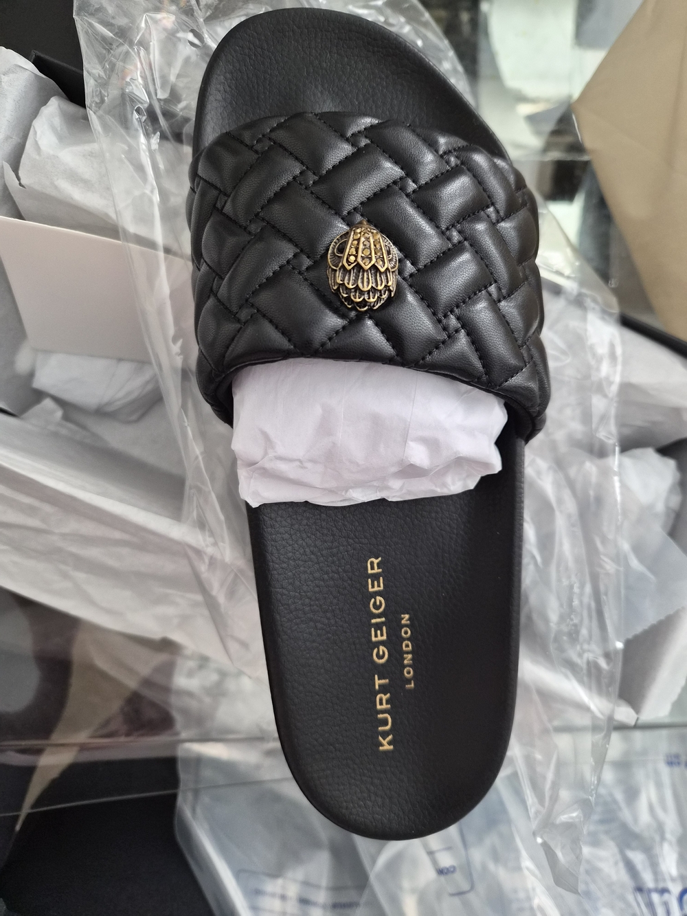 Kurt Geiger Black Logo-Embossed Slide